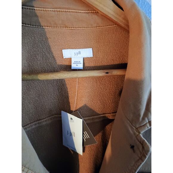 Jjill Xl Women's Jacket Toffee Brown Cotton Button Front Classic - Picture 3 of 11